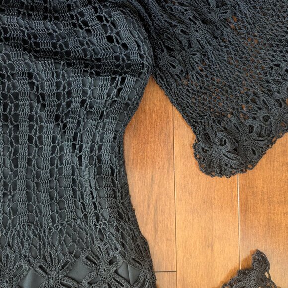 BLACK CROCHET VIINTAGE Y2K MAXI DRESS - Picture 2 of 3